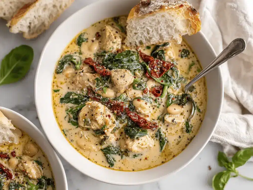 creamy Tuscan slow cooker chicken stew - featured image