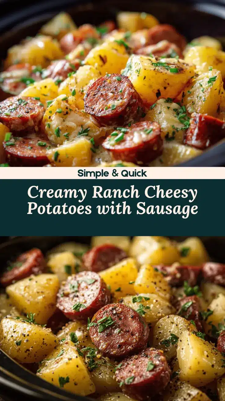 Crockpot Cheesy Ranch Potatoes and Sausage recipe