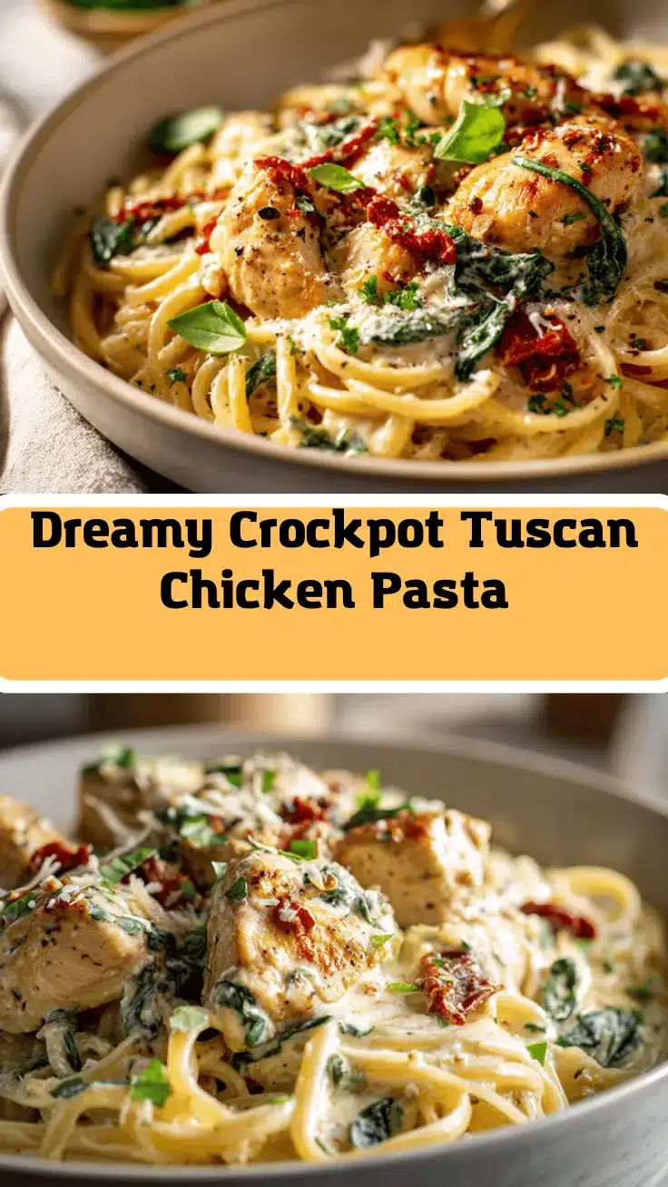 Crockpot Creamy Tuscan Chicken Pasta recipe