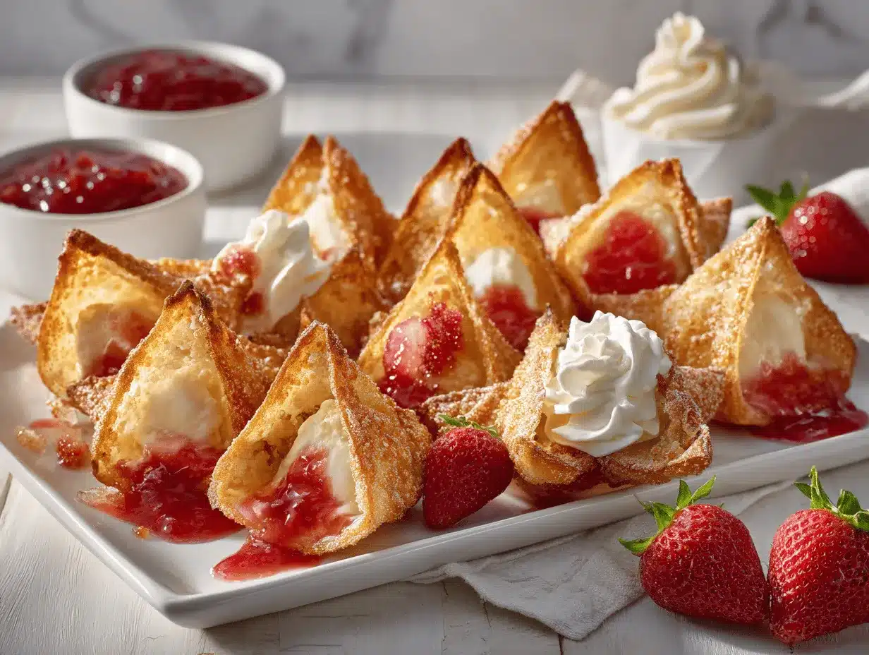 deep-fried strawberry cheesecake wontons preparation steps