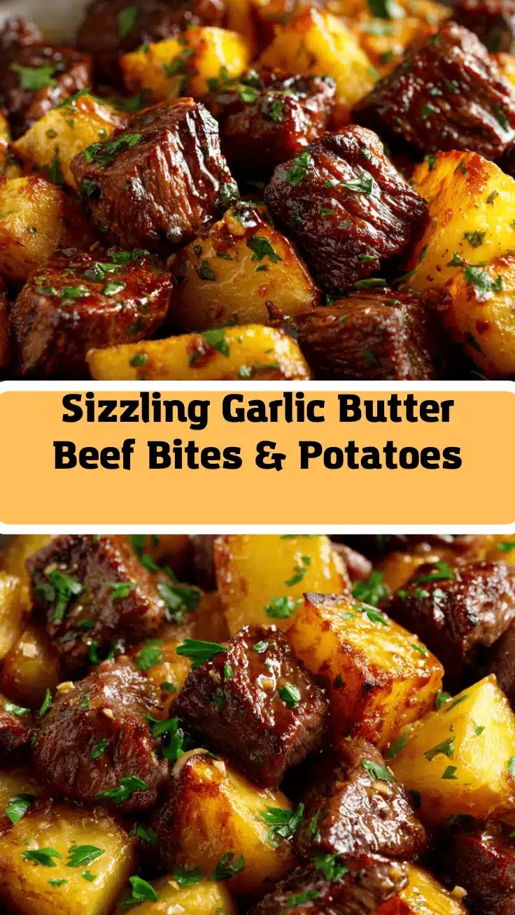 garlic butter beef bites and potatoes recipe