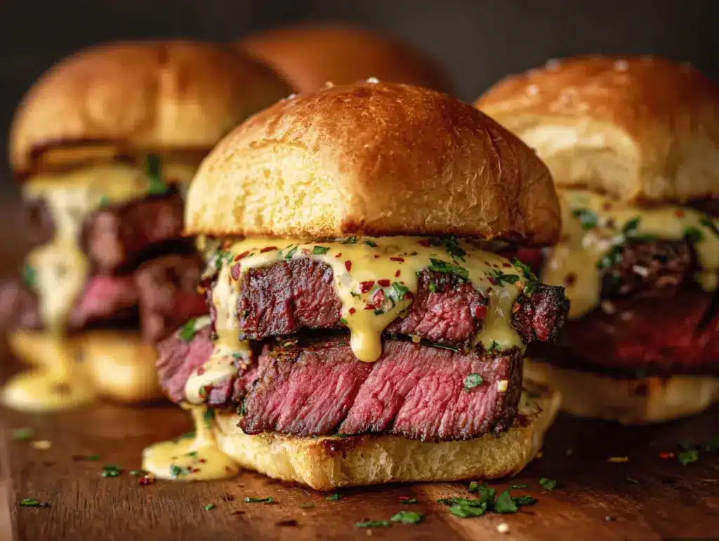 garlic herb butter steak sliders - featured image