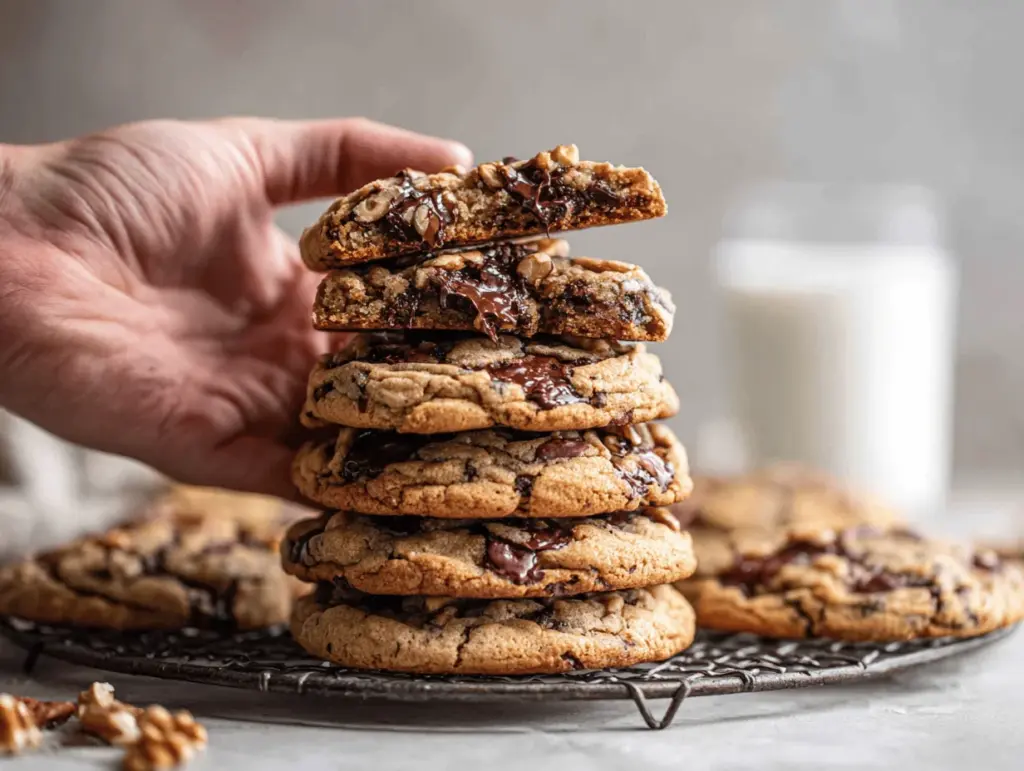 giant brown butter chocolate chip walnut cookies - featured image