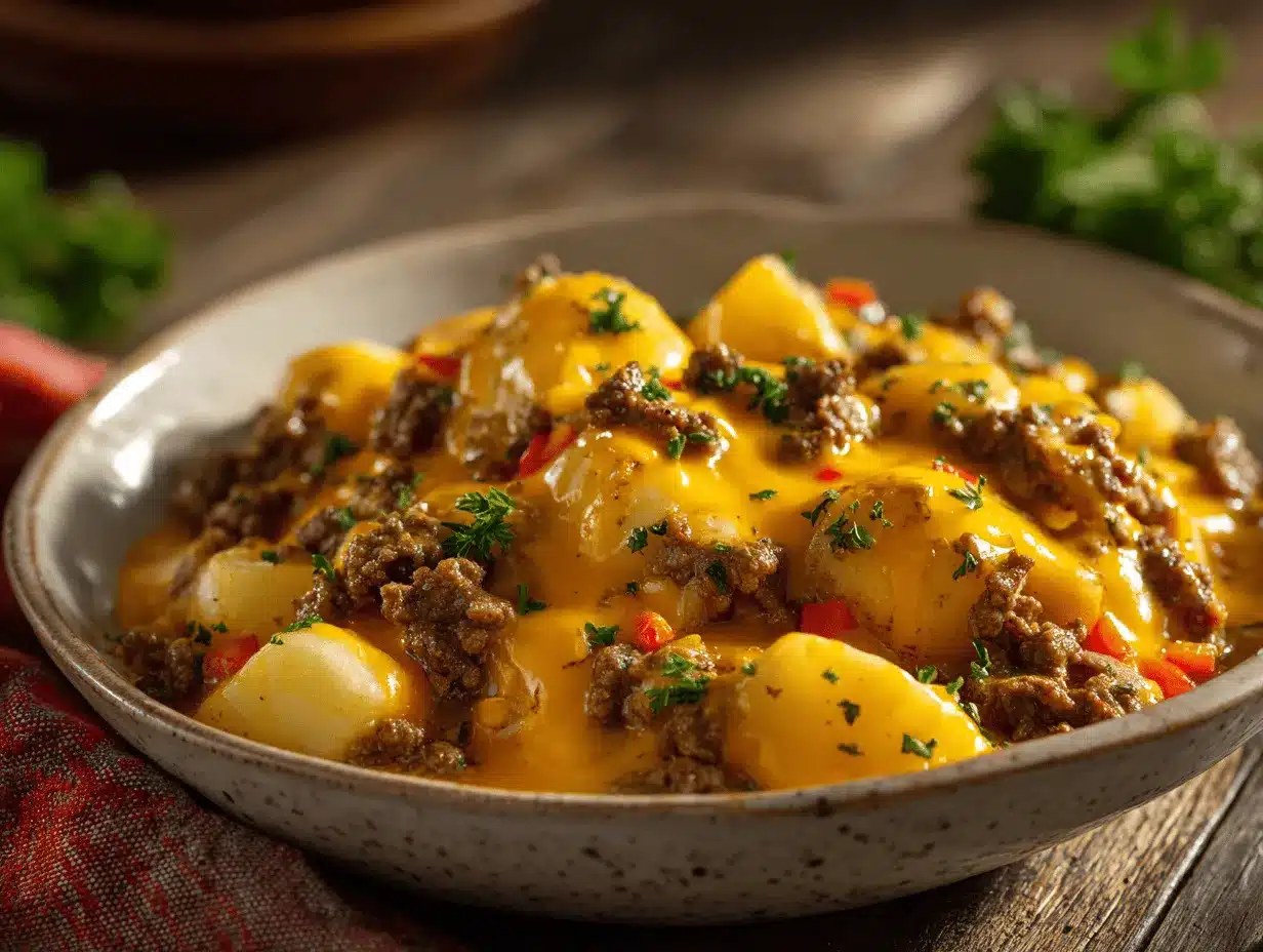 ground beef and potato casserole preparation steps