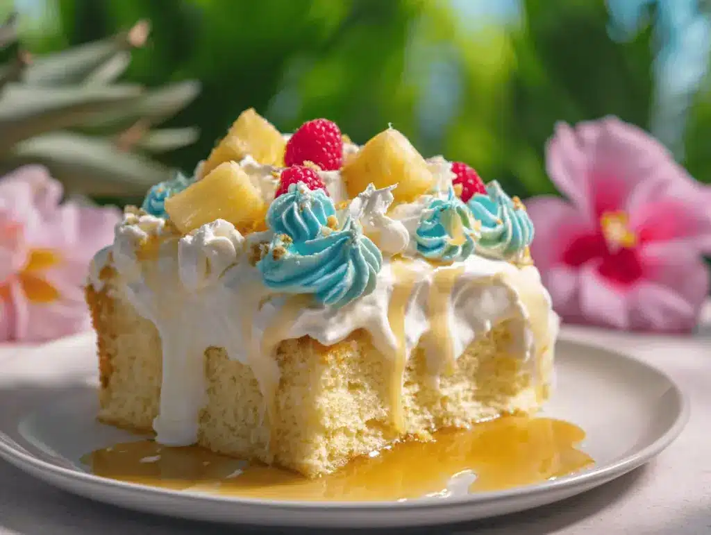 Hawaiian pineapple poke cake - featured image