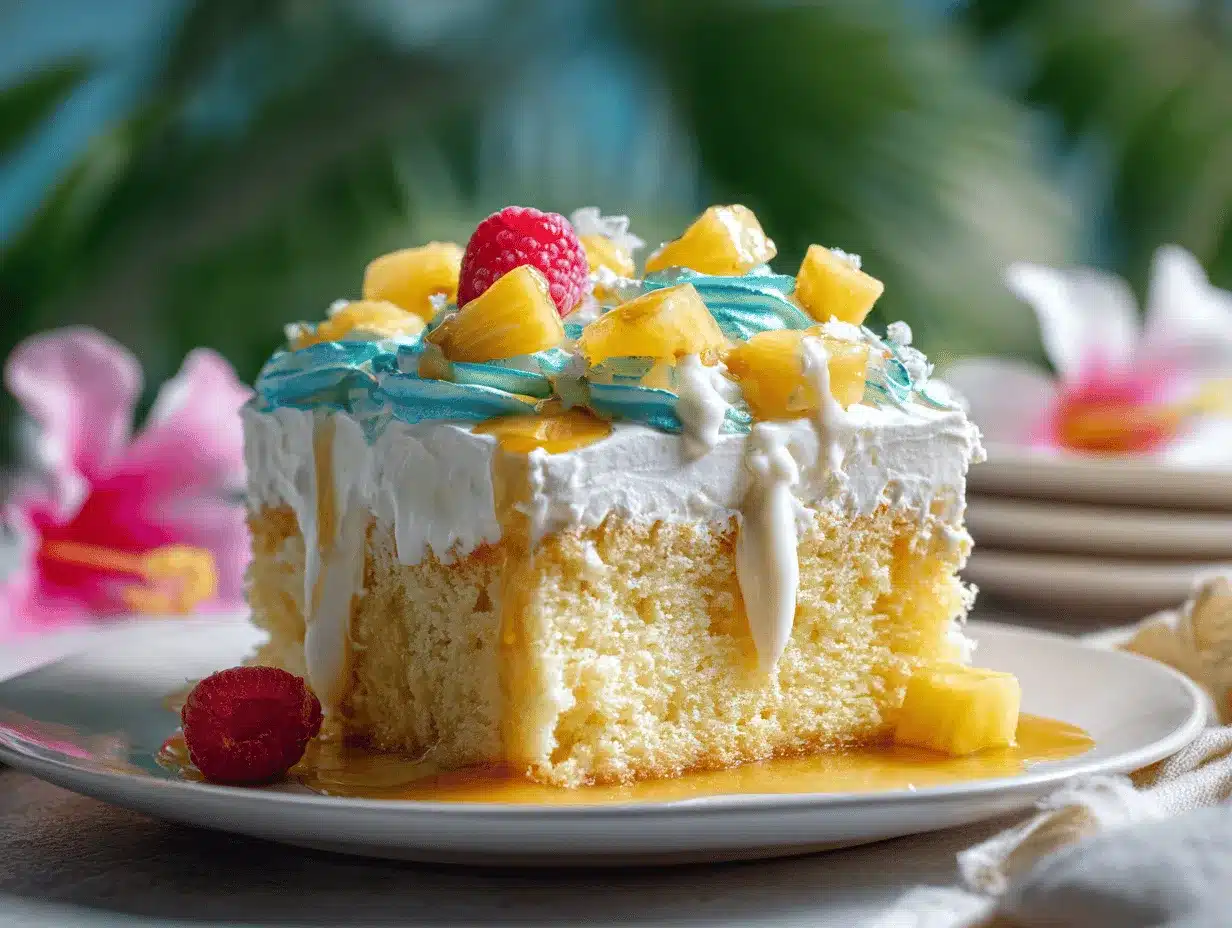 Hawaiian pineapple poke cake preparation steps