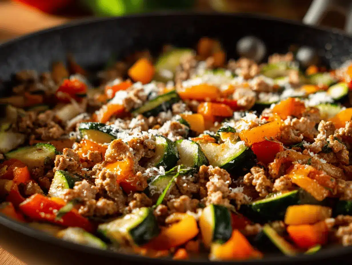 Italian ground turkey skillet preparation steps