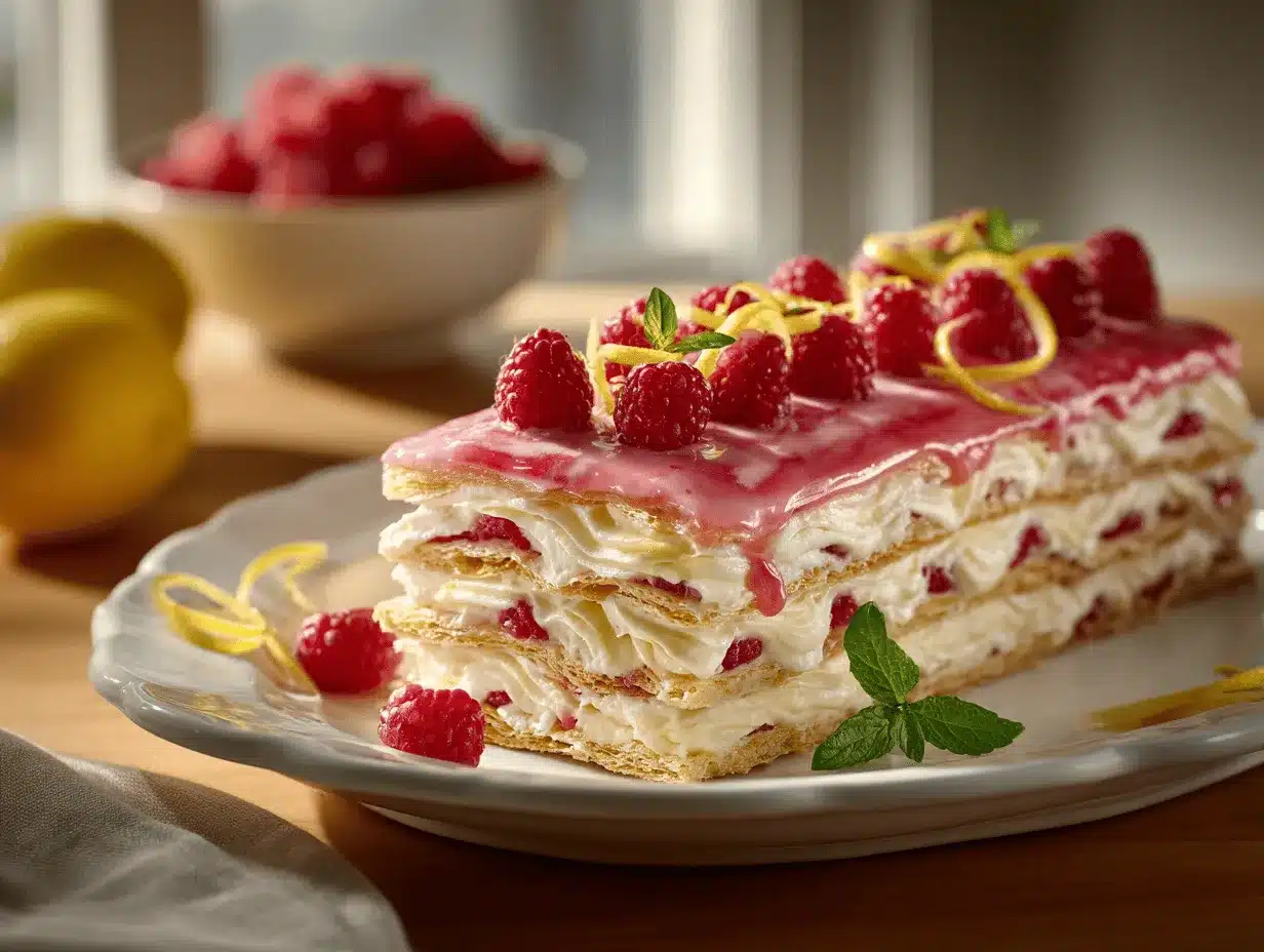 lemon raspberry eclair cake preparation steps