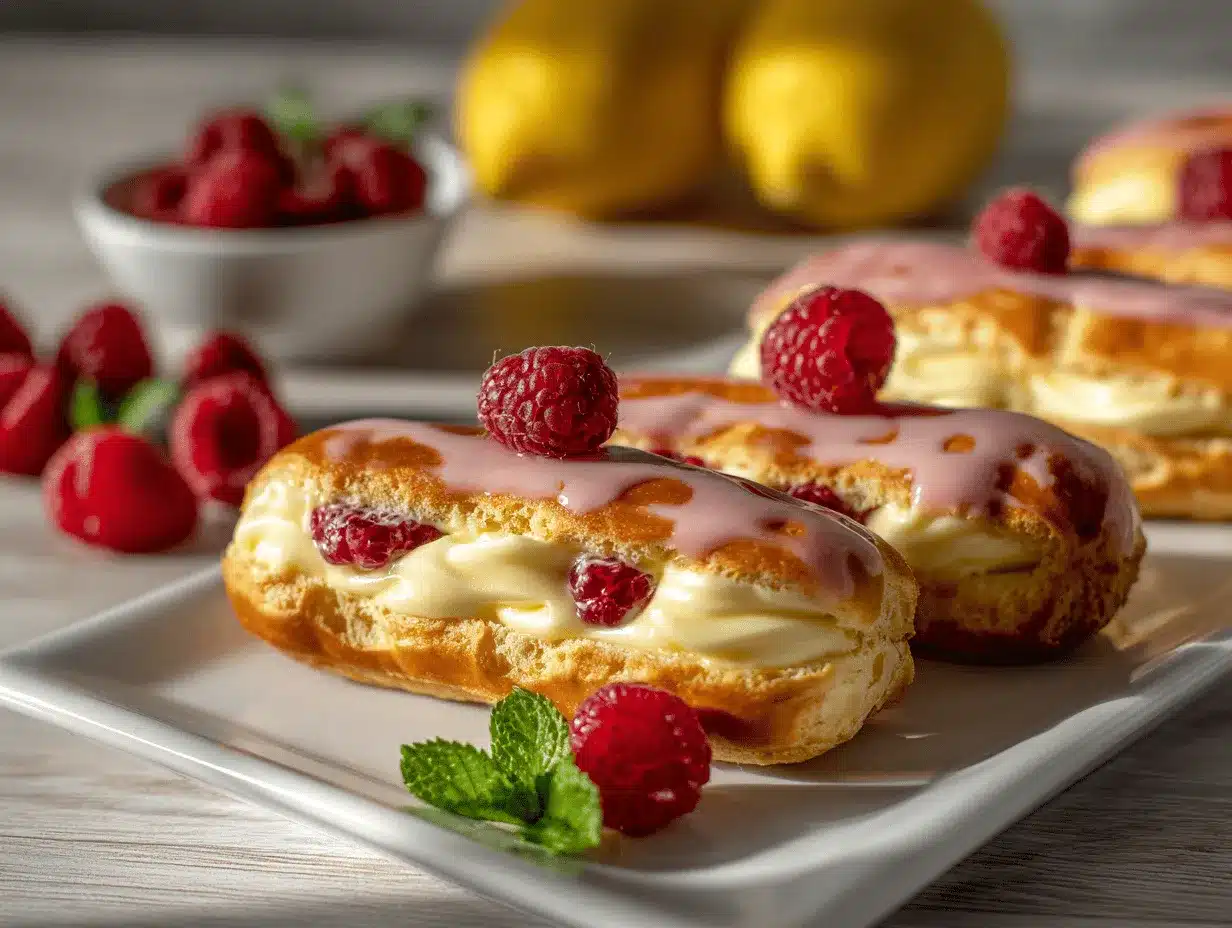 lemon raspberry eclairs preparation steps