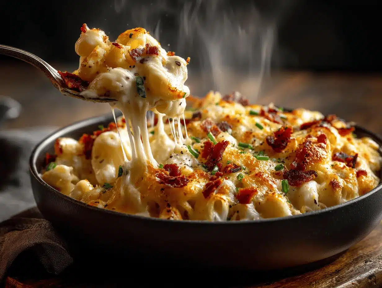 loaded bacon ranch white cheddar mac and cheese bake preparation steps