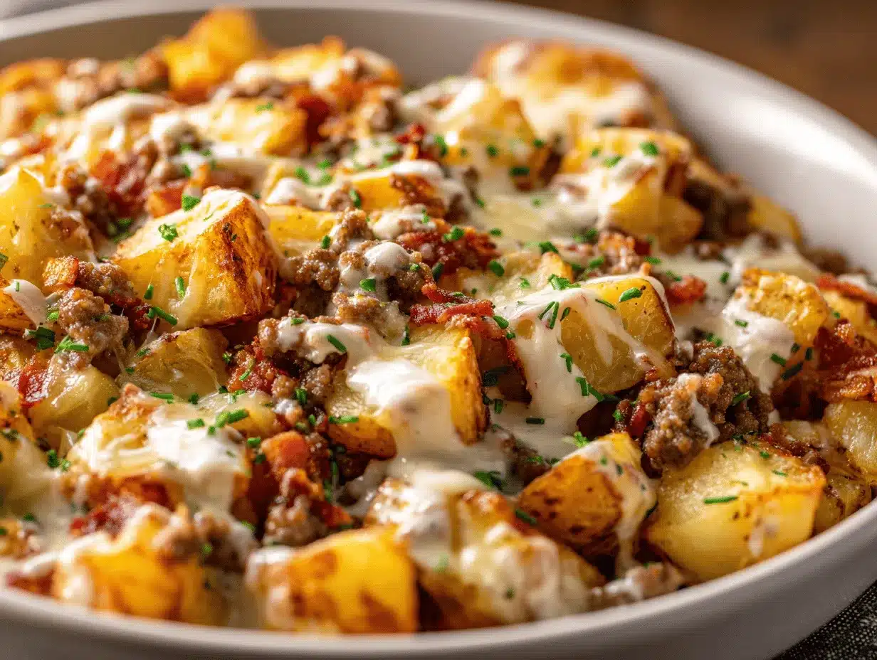 loaded cheesy bacon ranch potato skillet preparation steps