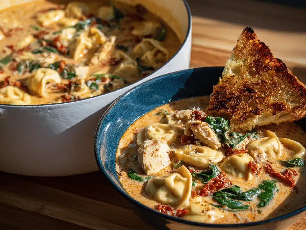 Marry Me Chicken Tortellini Soup preparation steps