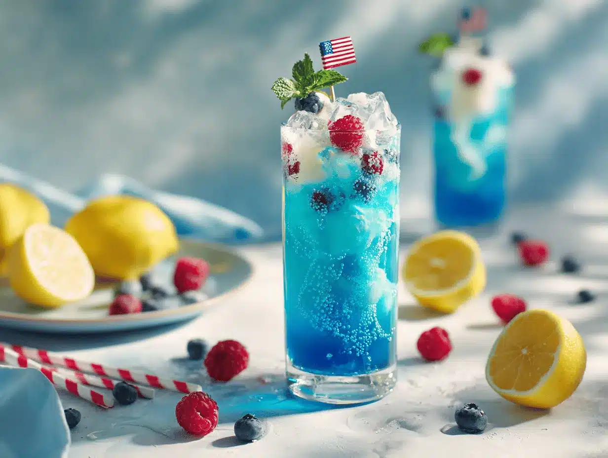 patriotic sparkling blue raspberry lemonade floats preparation steps