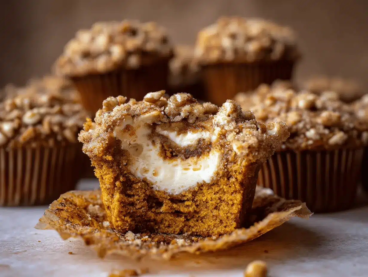pumpkin cheesecake streusel swirl muffins preparation steps