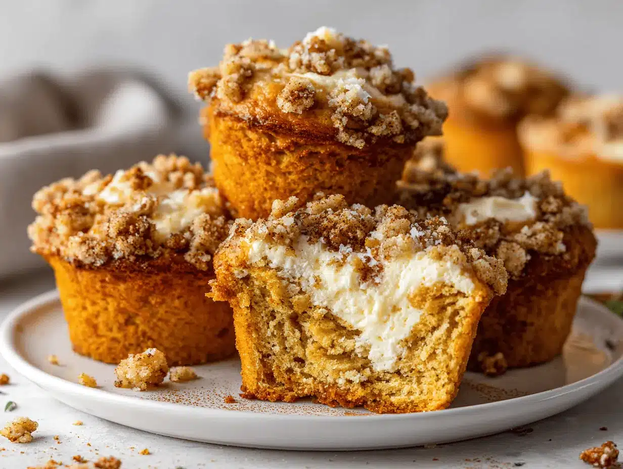 pumpkin cream cheese streusel muffins preparation steps