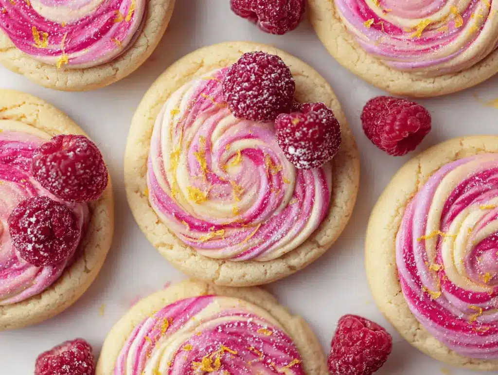 raspberry lemonade swirl sugar cookies - featured image