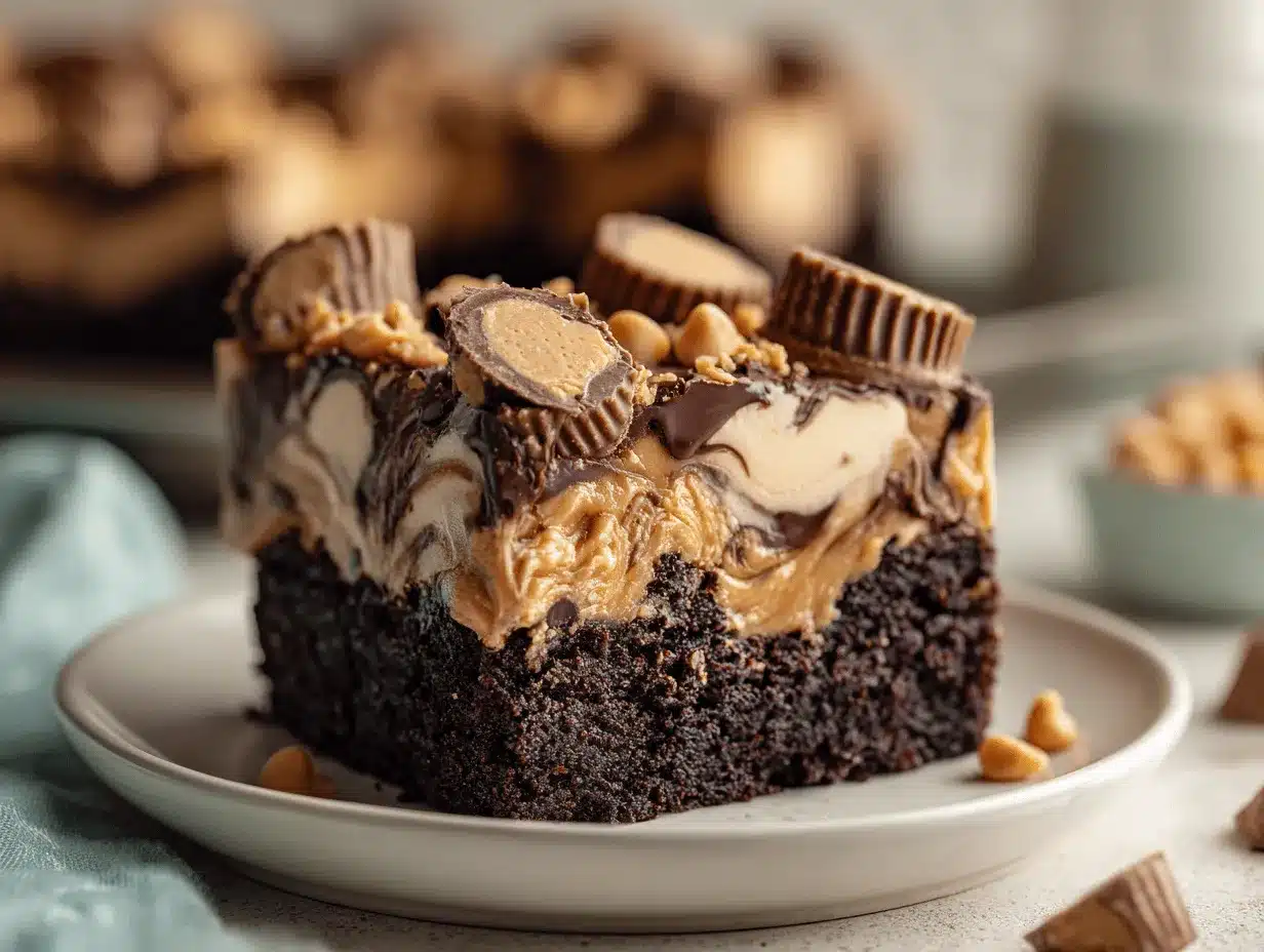 Reese’s Peanut Butter Cup Poke Cake preparation steps