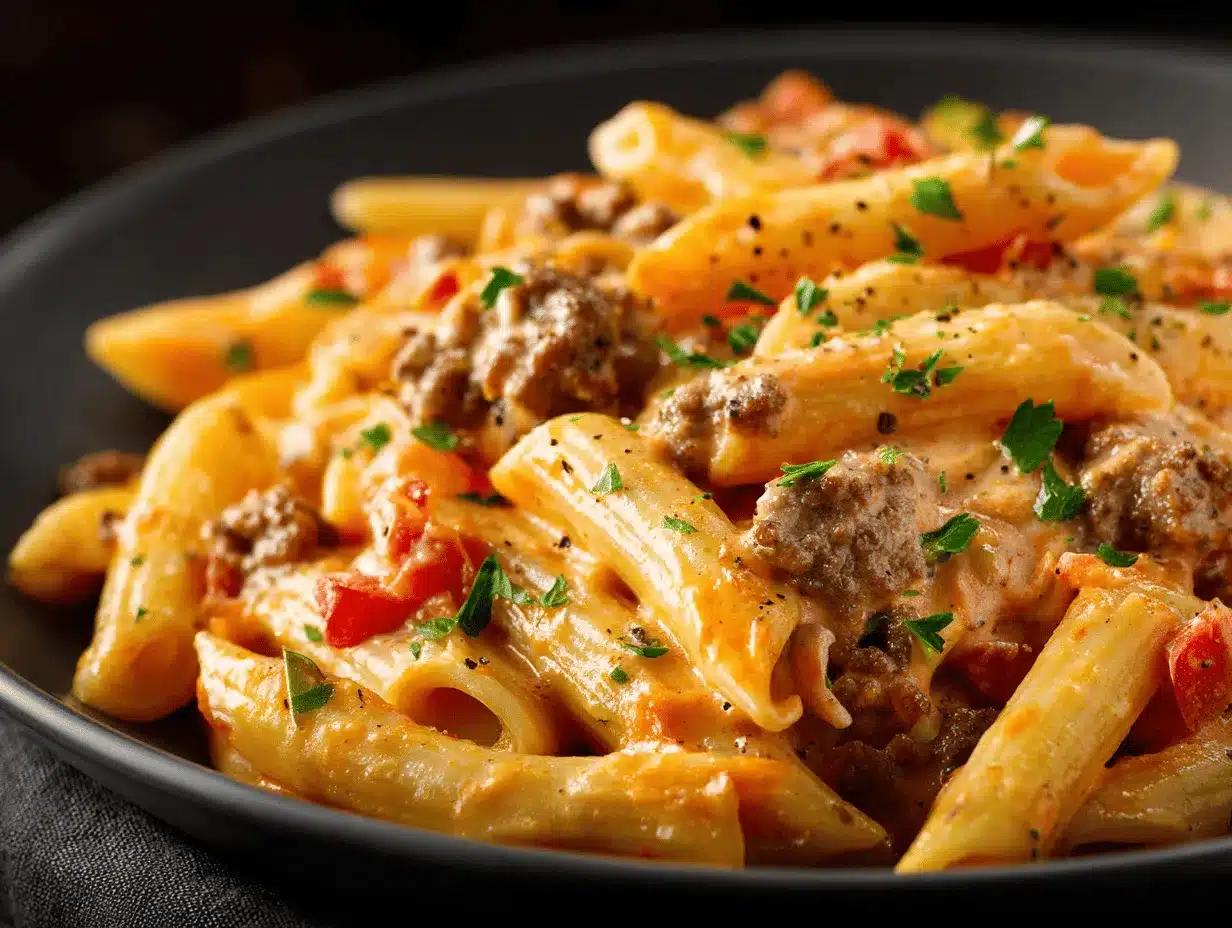 Rotel Pasta and Ground Beef preparation steps