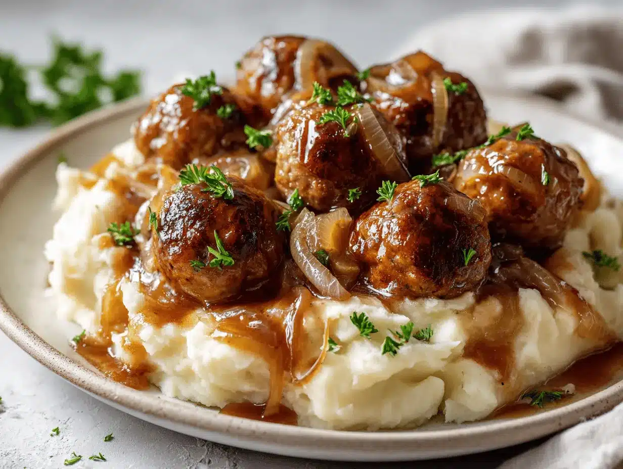 slow cooker French onion meatballs preparation steps