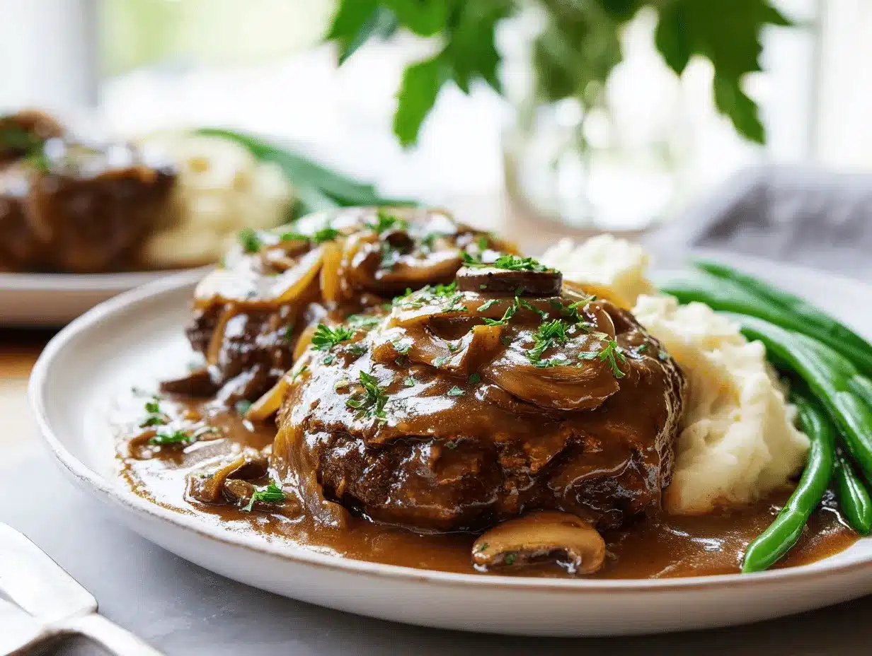Slow Cooker French Onion Salisbury Steaks preparation steps