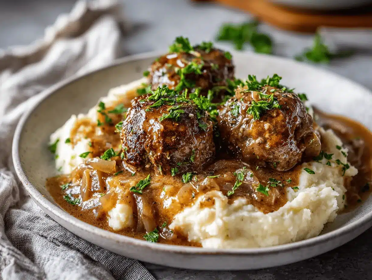 slow cooker Salisbury steak meatballs preparation steps