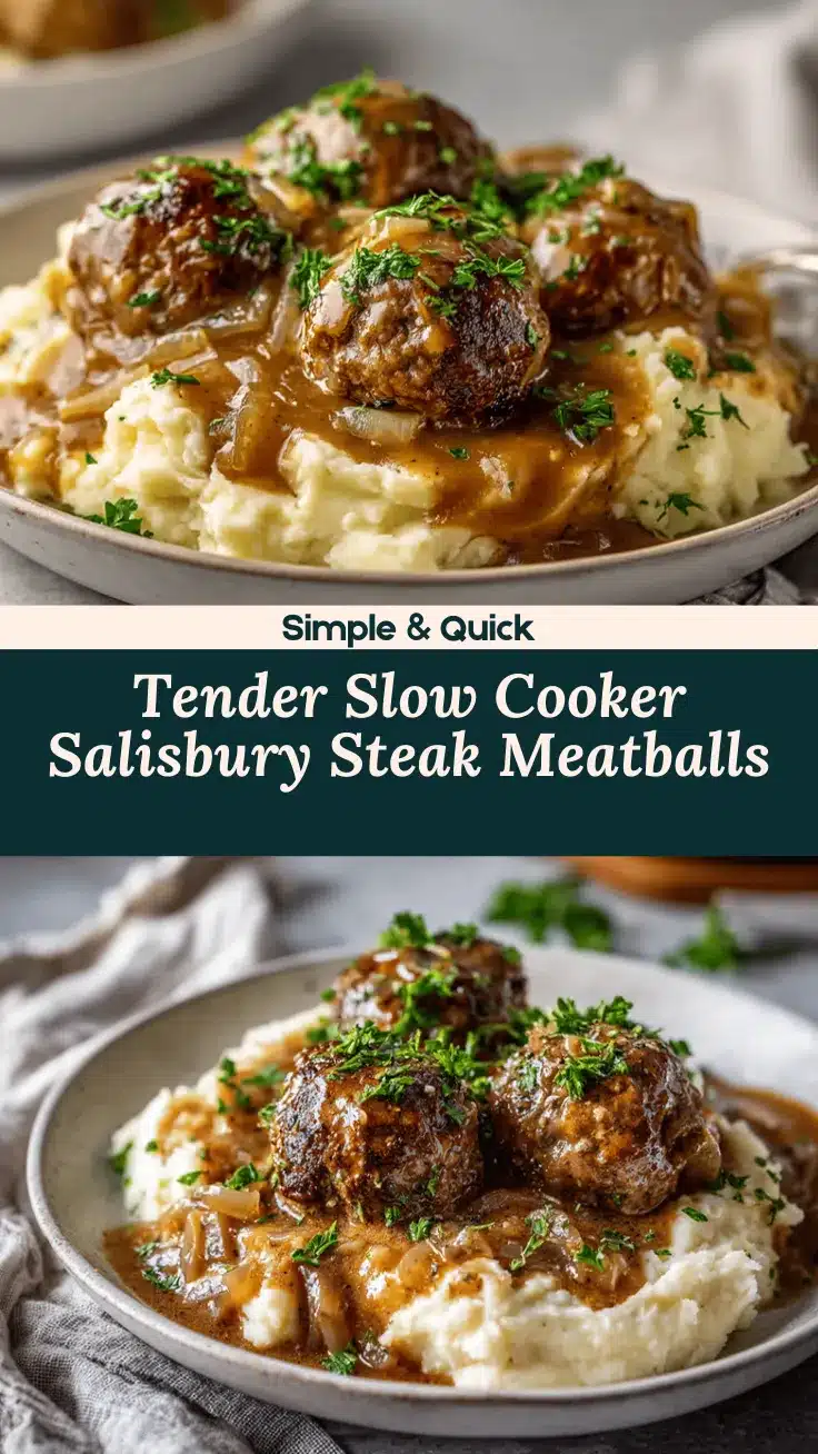 slow cooker Salisbury steak meatballs recipe