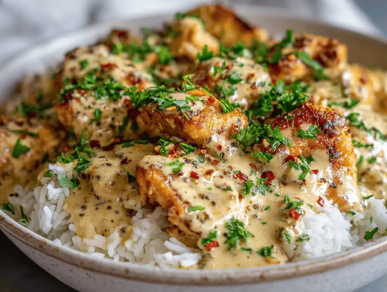 smothered chicken and rice preparation steps