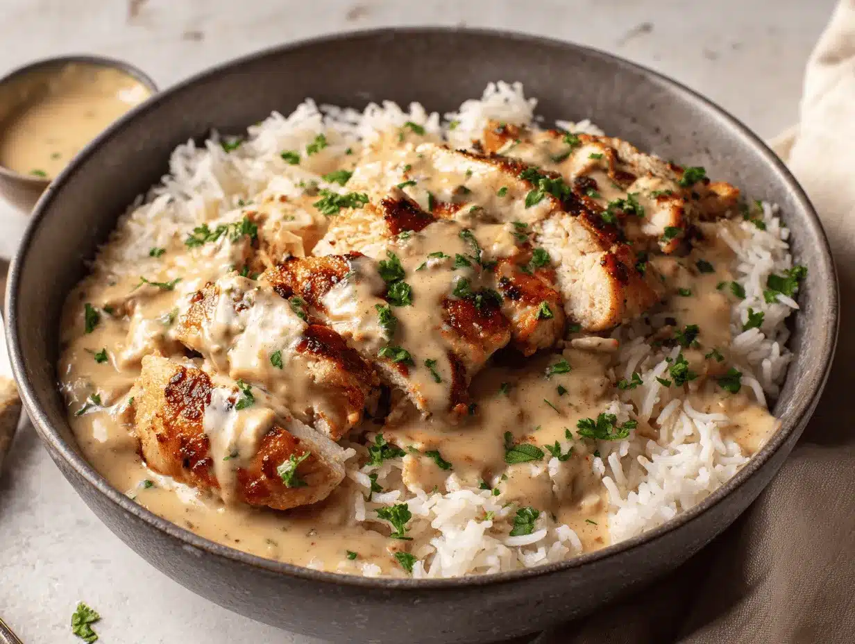 smothered chicken and rice preparation steps