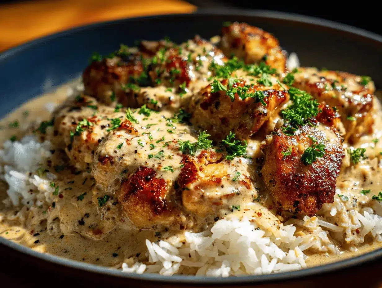 smothered chicken rice preparation steps
