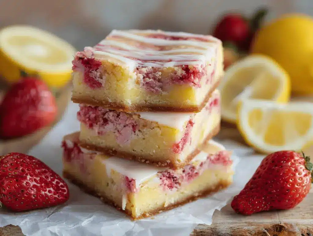 strawberry lemonade brownies - featured image