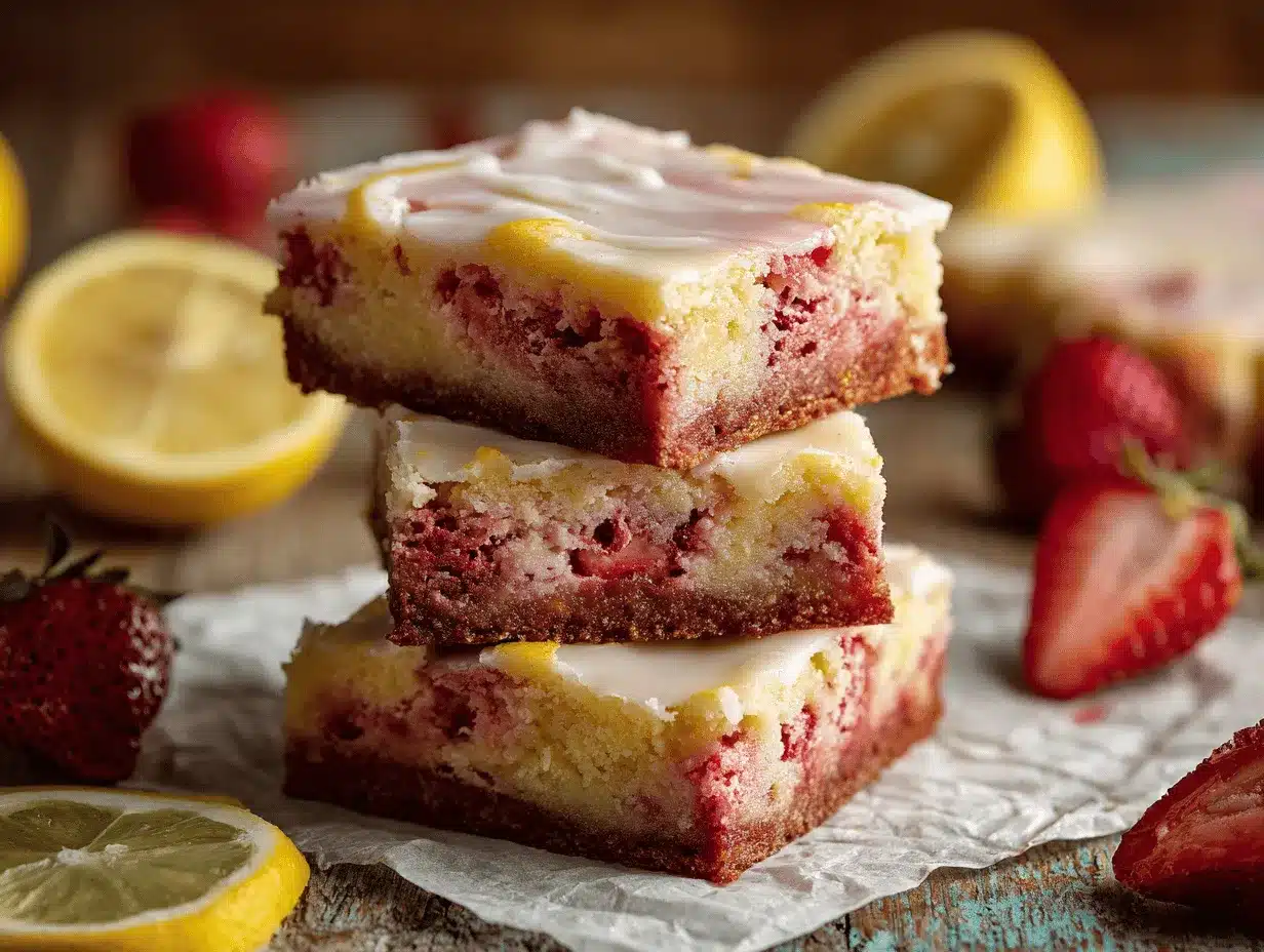 strawberry lemonade brownies preparation steps