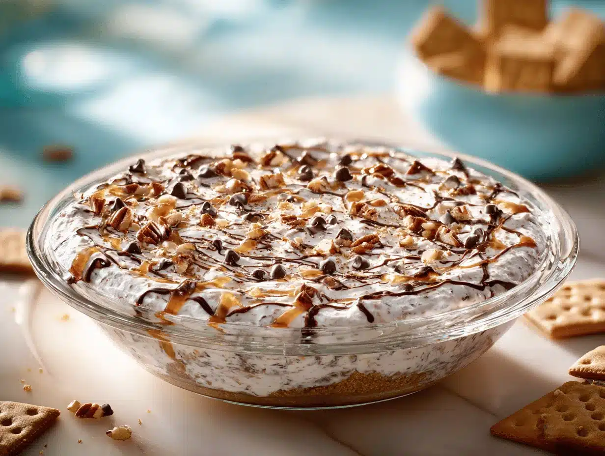 turtle cheesecake dip preparation steps