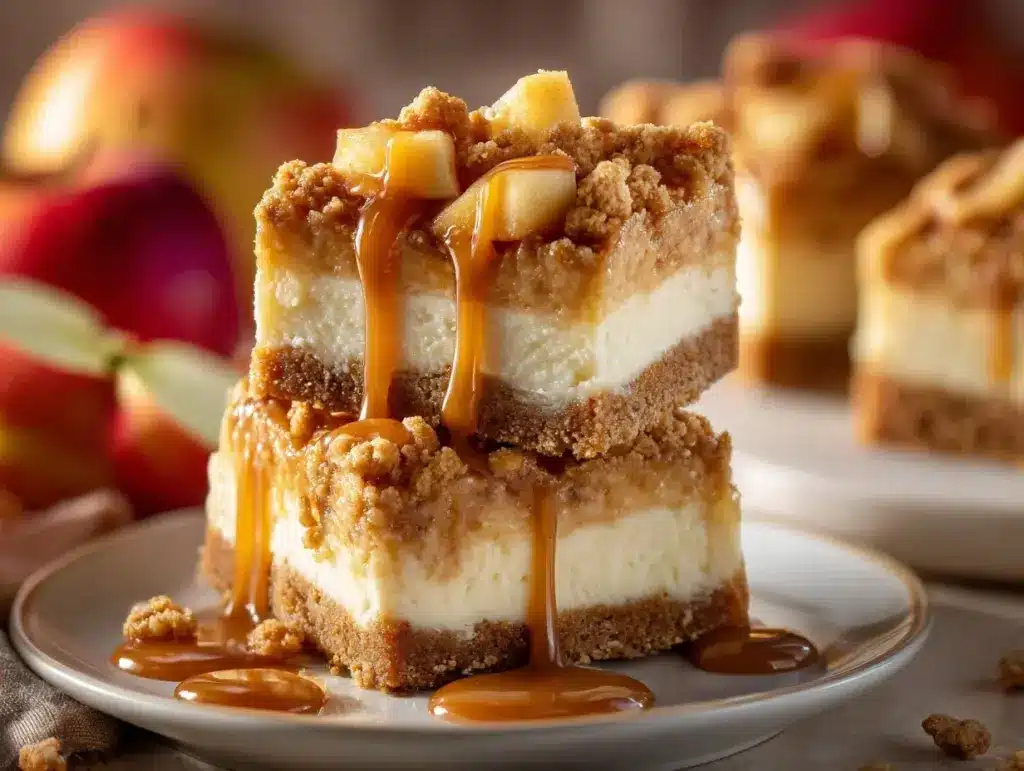 caramel apple cheesecake bars - featured image