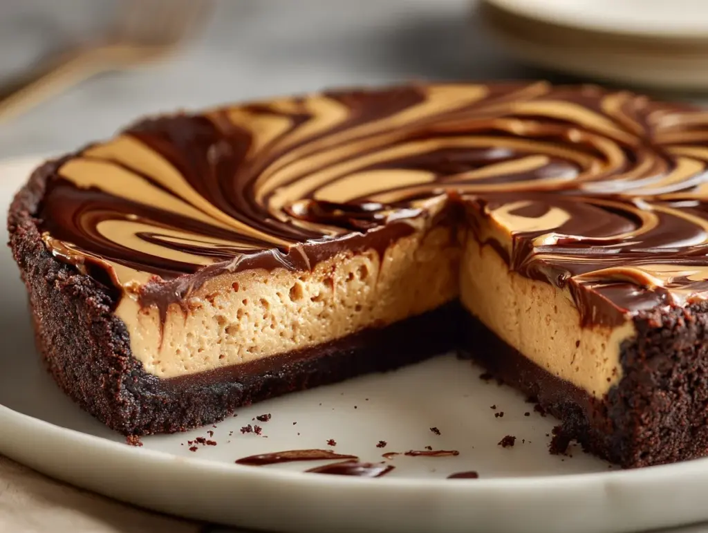 Chocolate Peanut Butter Swirl Pie - featured image