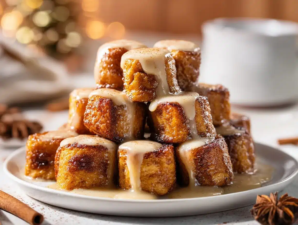 Cinnamon Roll French Toast Bites preparation steps