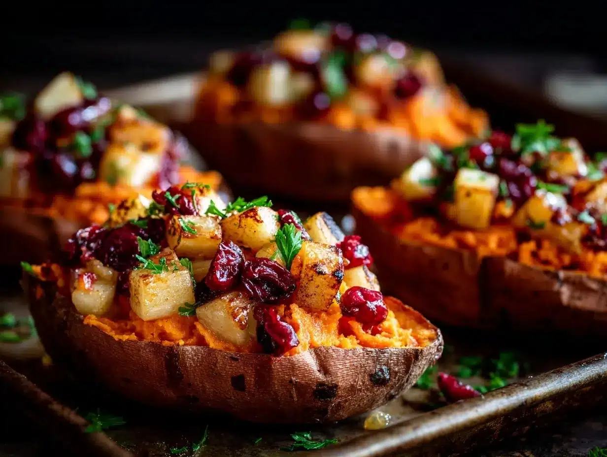 cranberry apple twice-baked sweet potatoes preparation steps