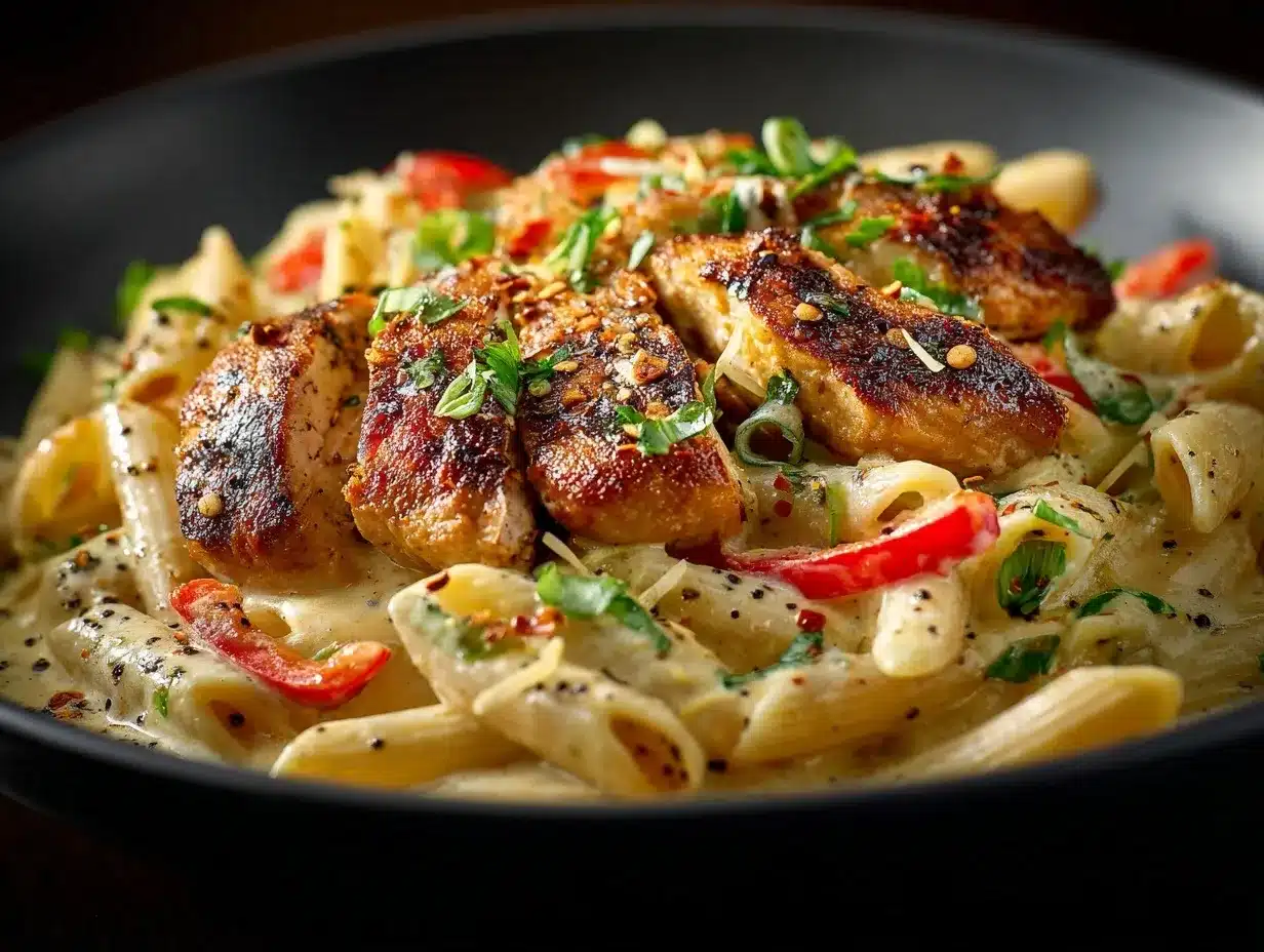 creamy Cajun chicken pasta preparation steps