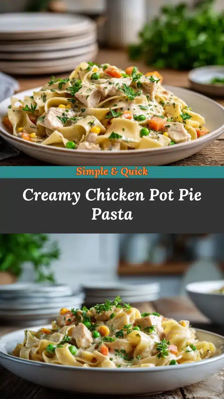 creamy chicken pot pie pasta recipe