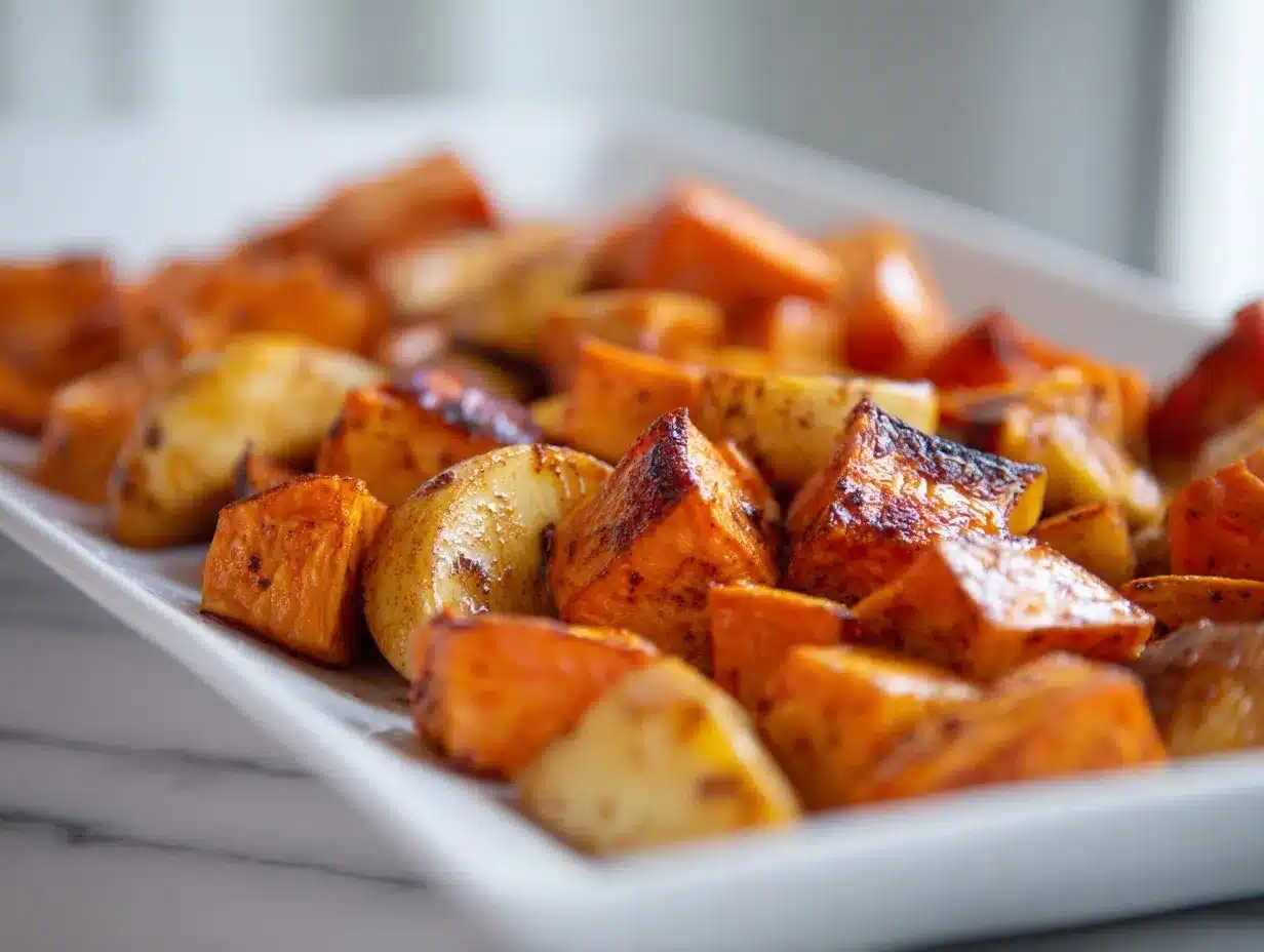 roasted apple cinnamon sweet potatoes preparation steps