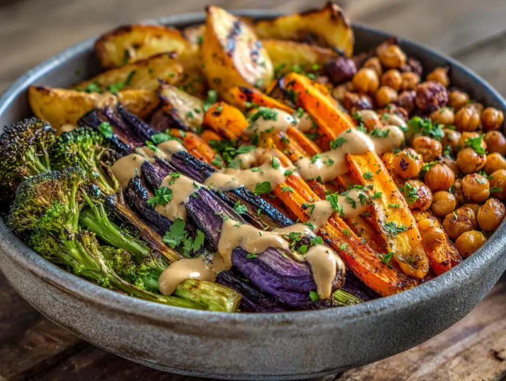 roasted vegetable chickpea bowl - featured image