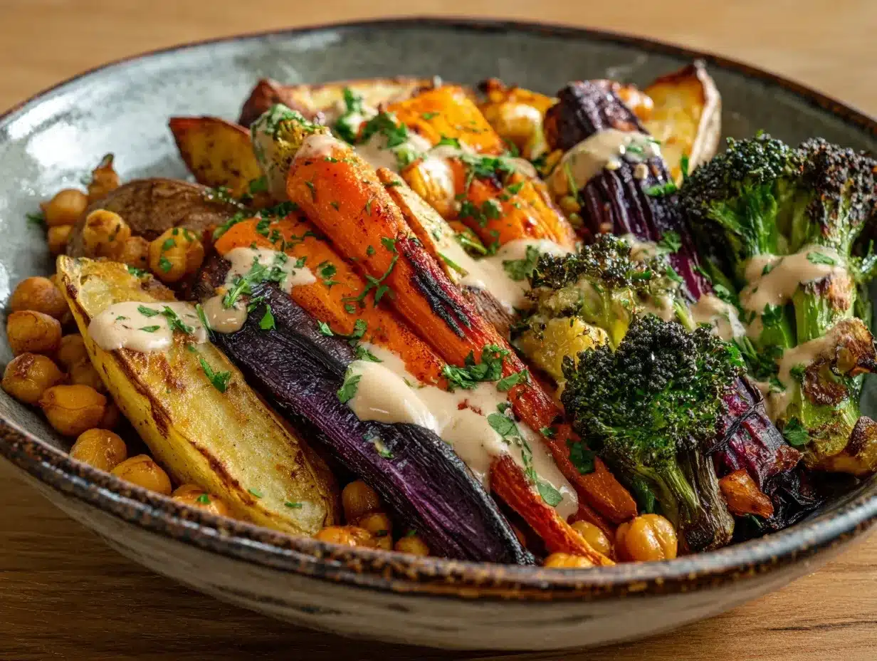 roasted vegetable chickpea bowl preparation steps