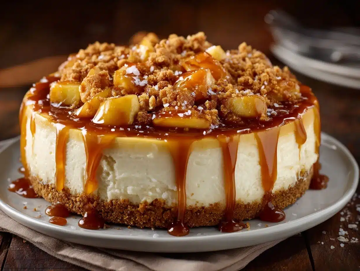 salted caramel apple pie cheesecake preparation steps