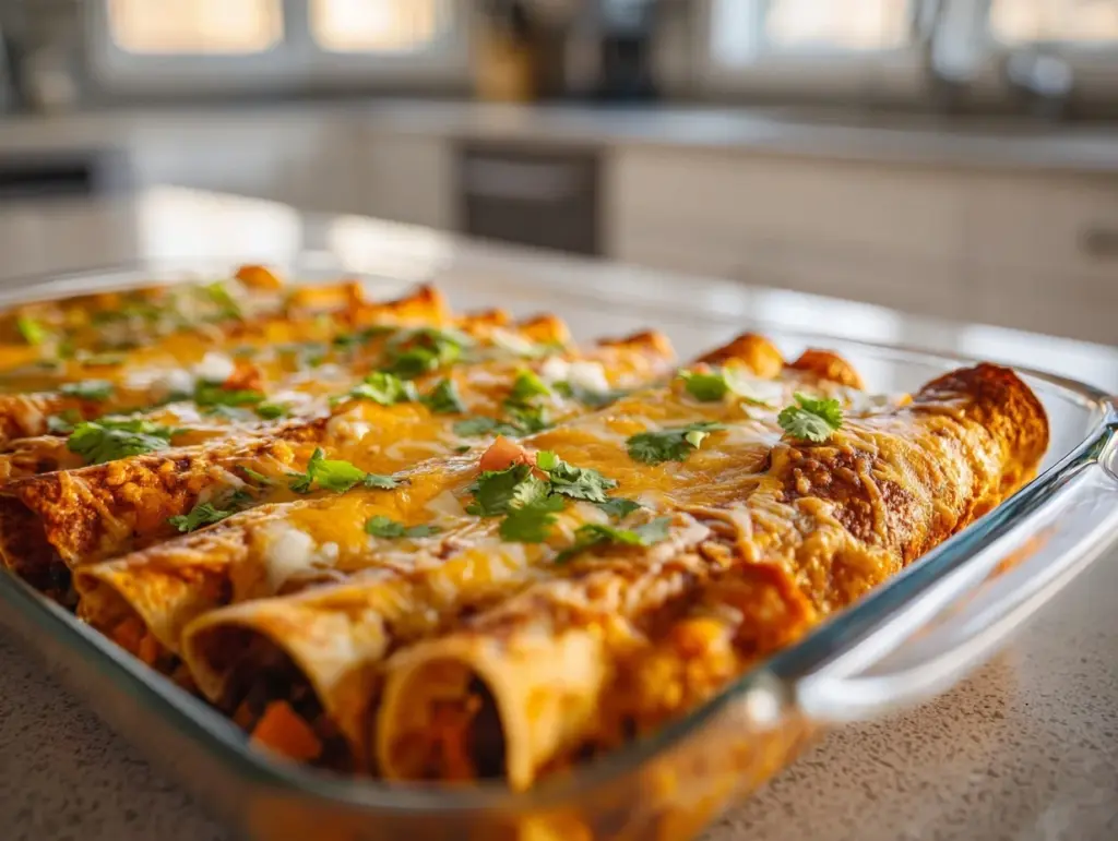 sweet potato black bean enchiladas - featured image