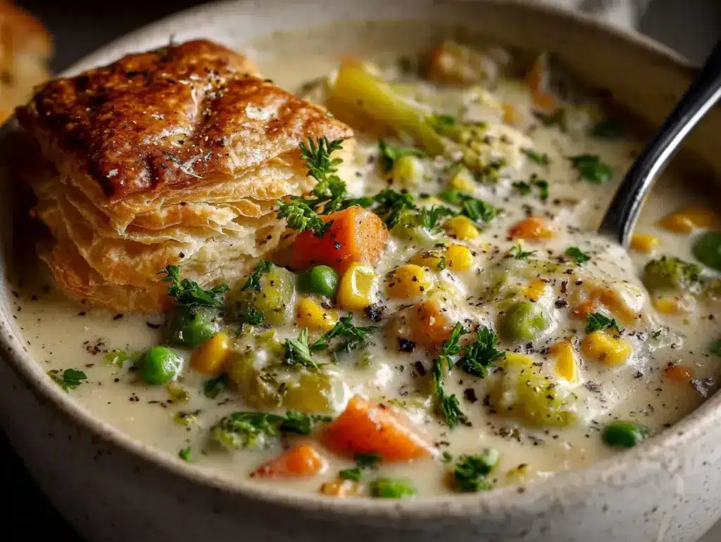 veggie pot pie soup - featured image