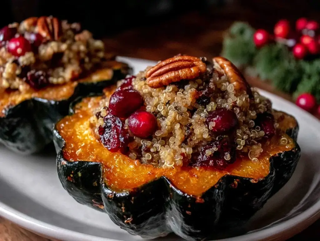 acorn squash stuffed with quinoa and cranberries - featured image