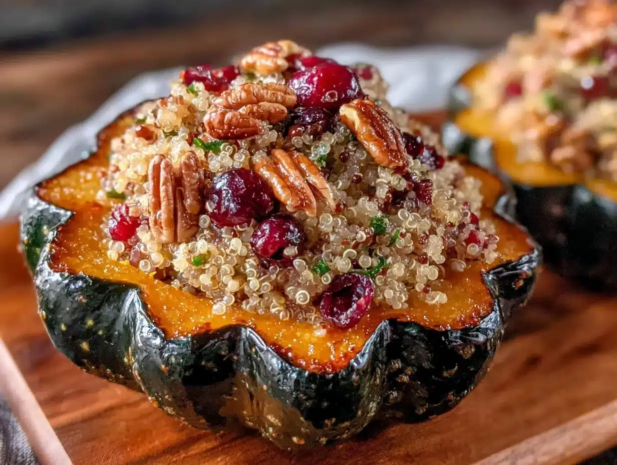 acorn squash stuffed with quinoa and cranberries preparation steps