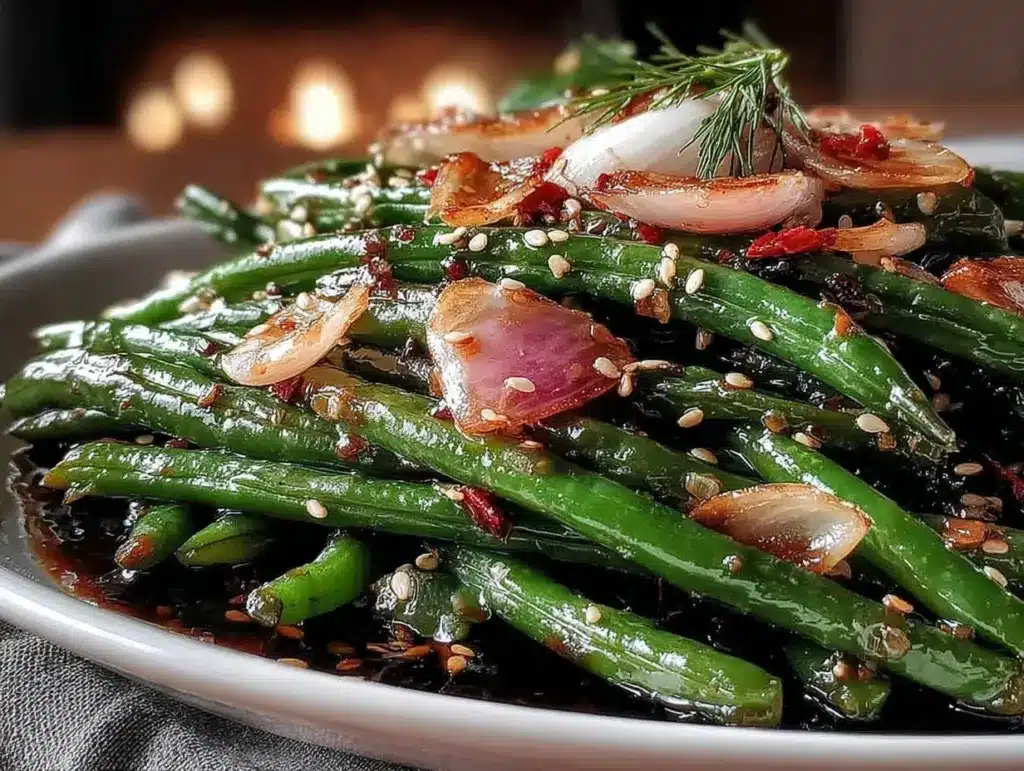 asian sesame green beans - featured image