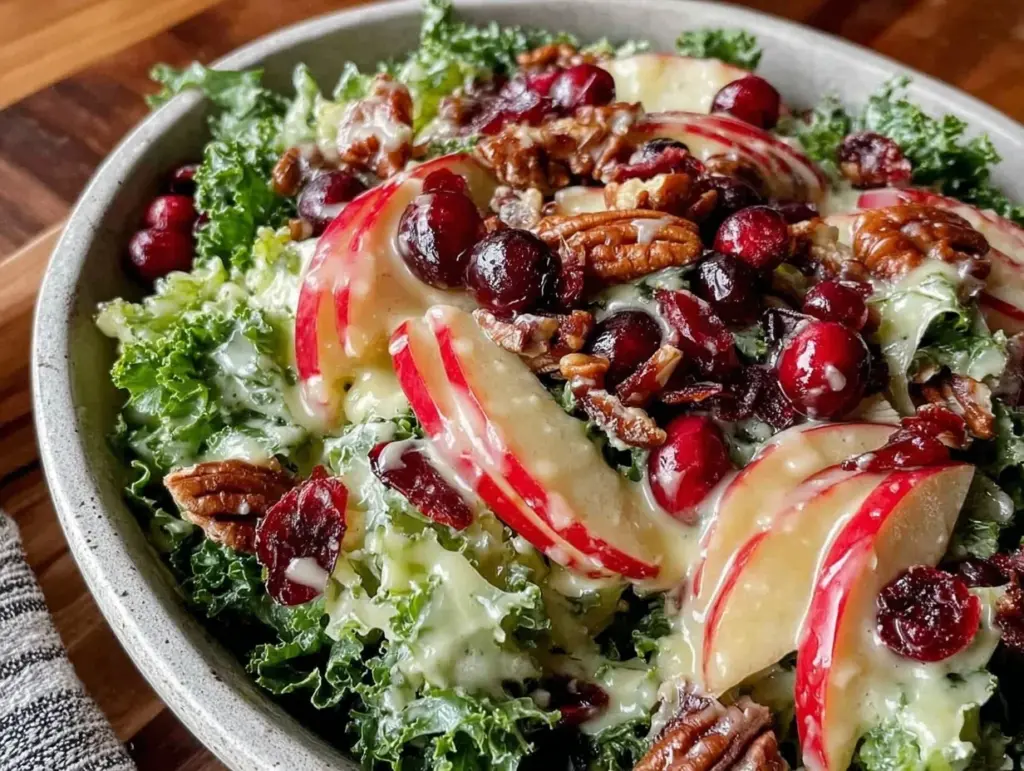 autumn kale salad with maple vinaigrette - featured image