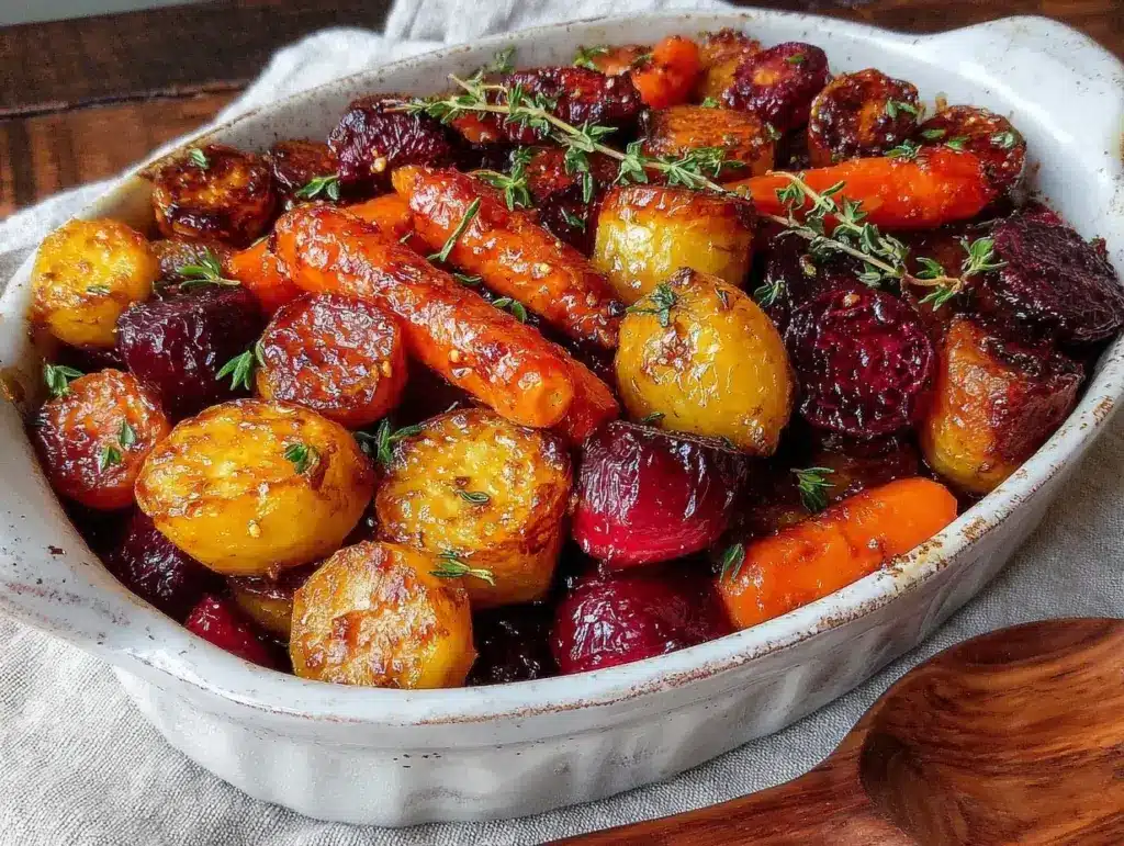 balsamic roasted root vegetables - featured image