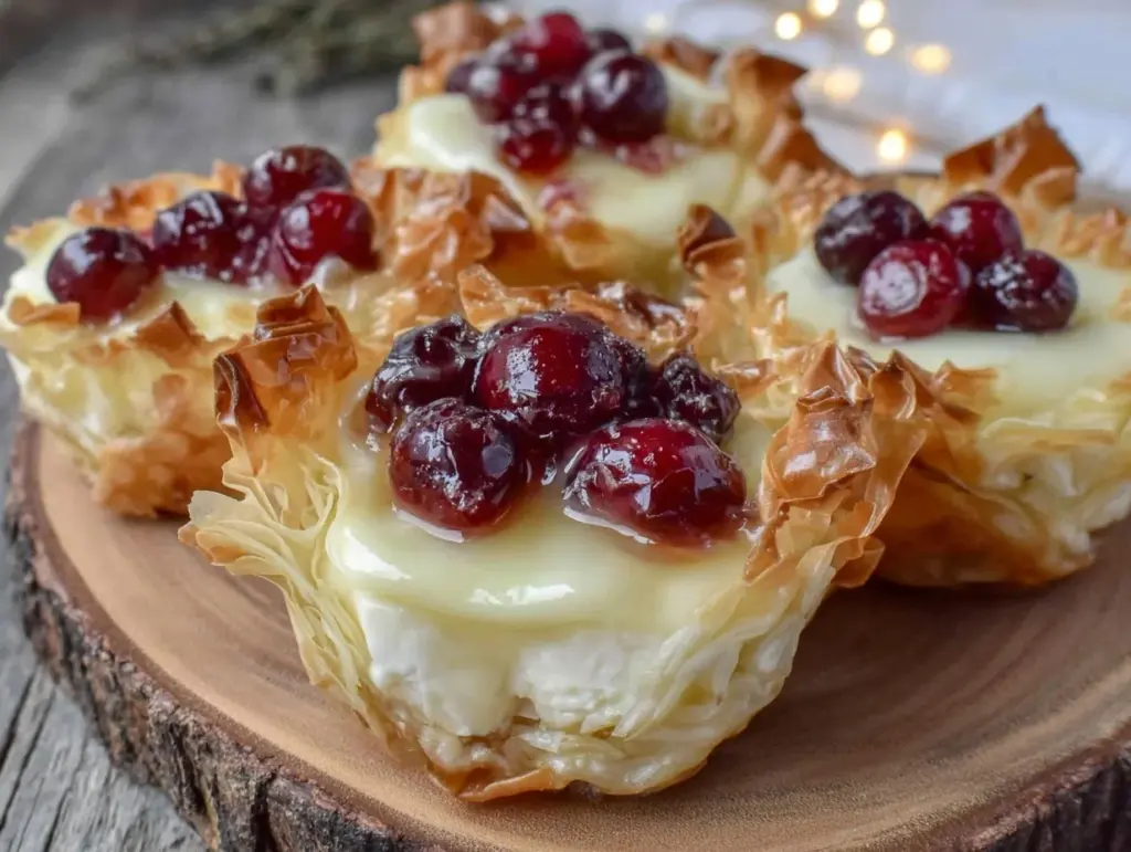 brie and cranberry phyllo cups - featured image